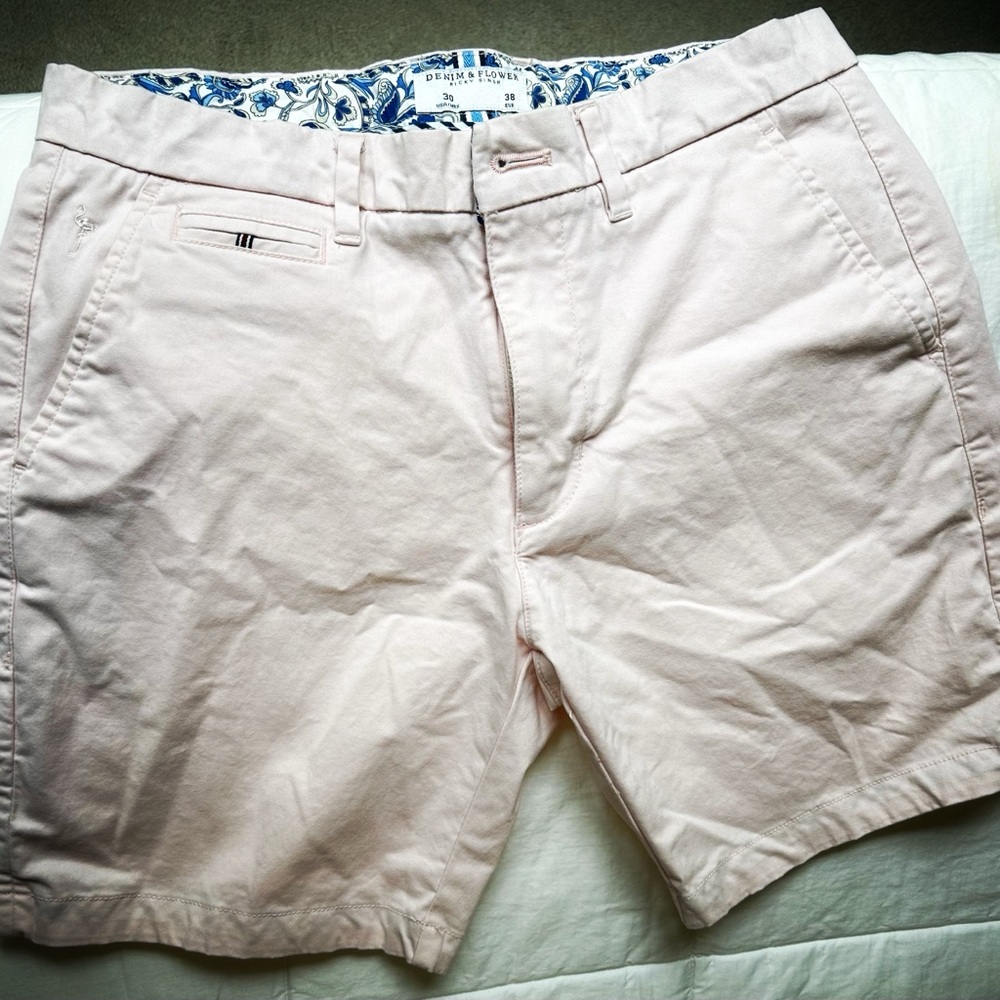 Denim & Flower Pink Flat Front Shorts